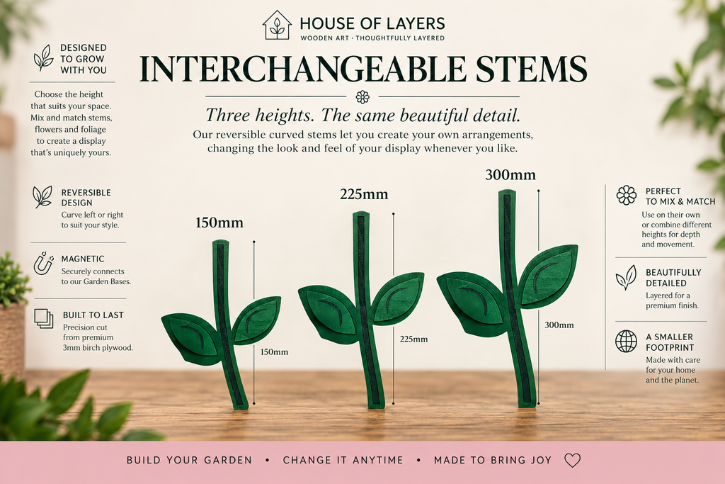 Garden Stem Set of 3 | 150mm, 225mm & 300mm Reversible Stems