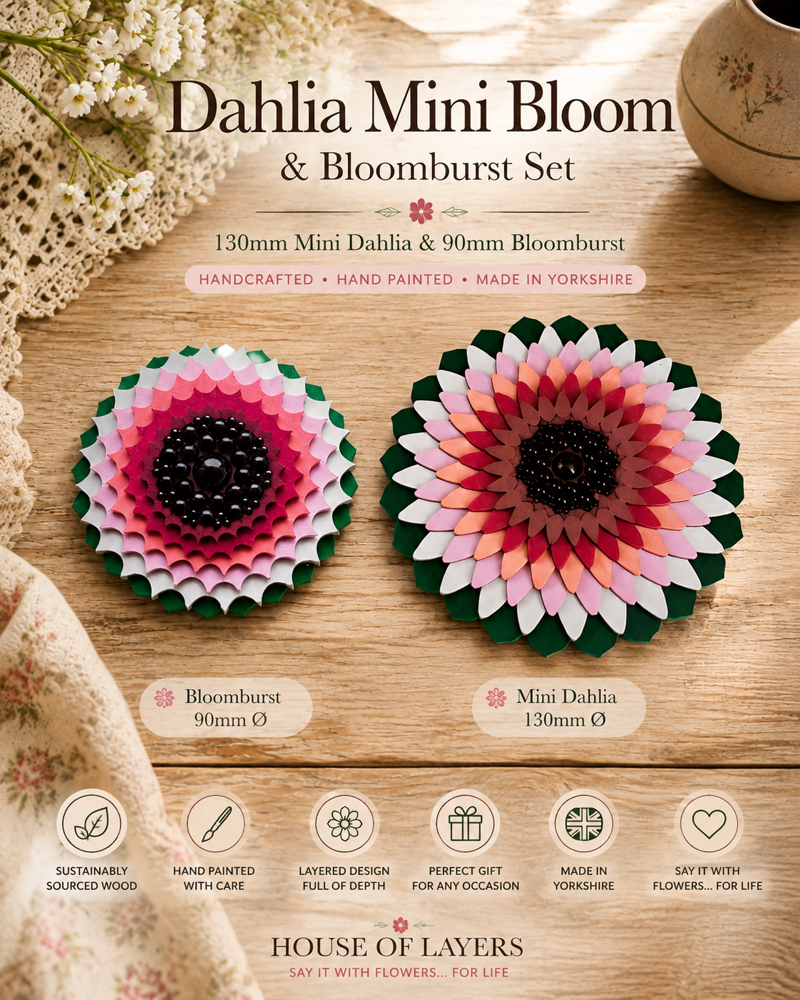 Dahlia Mini Bloom + Bloomburst | Matching Garden Collection Flower Set